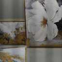 3 Pieces White Floral Oil Painting Wall Art, Large Paintings for Living Room,Framed Flower Canvas Wall Decor,Large Abstract Artwork Hand Paintings Hang for Bedroom Home Office Dcor set 28"x60" (20x28inchx3, SG-005N)
