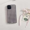 Phone Case for iPhone 15 Pro Max Case Cute Lattice Stylish Aesthetic Pattern Girly Women Design Glossy Shockproof Protective Cover for iPhone 15 Pro Max-Black