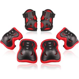 BOSONER Kids/Youth Knee Pad Elbow Pads Guards Protective Gear Set for Roller Skates Cycling BMX Bike Skateboard Inline Skatings Scooter Riding Sports (Small (3-8 years), Black / Red)