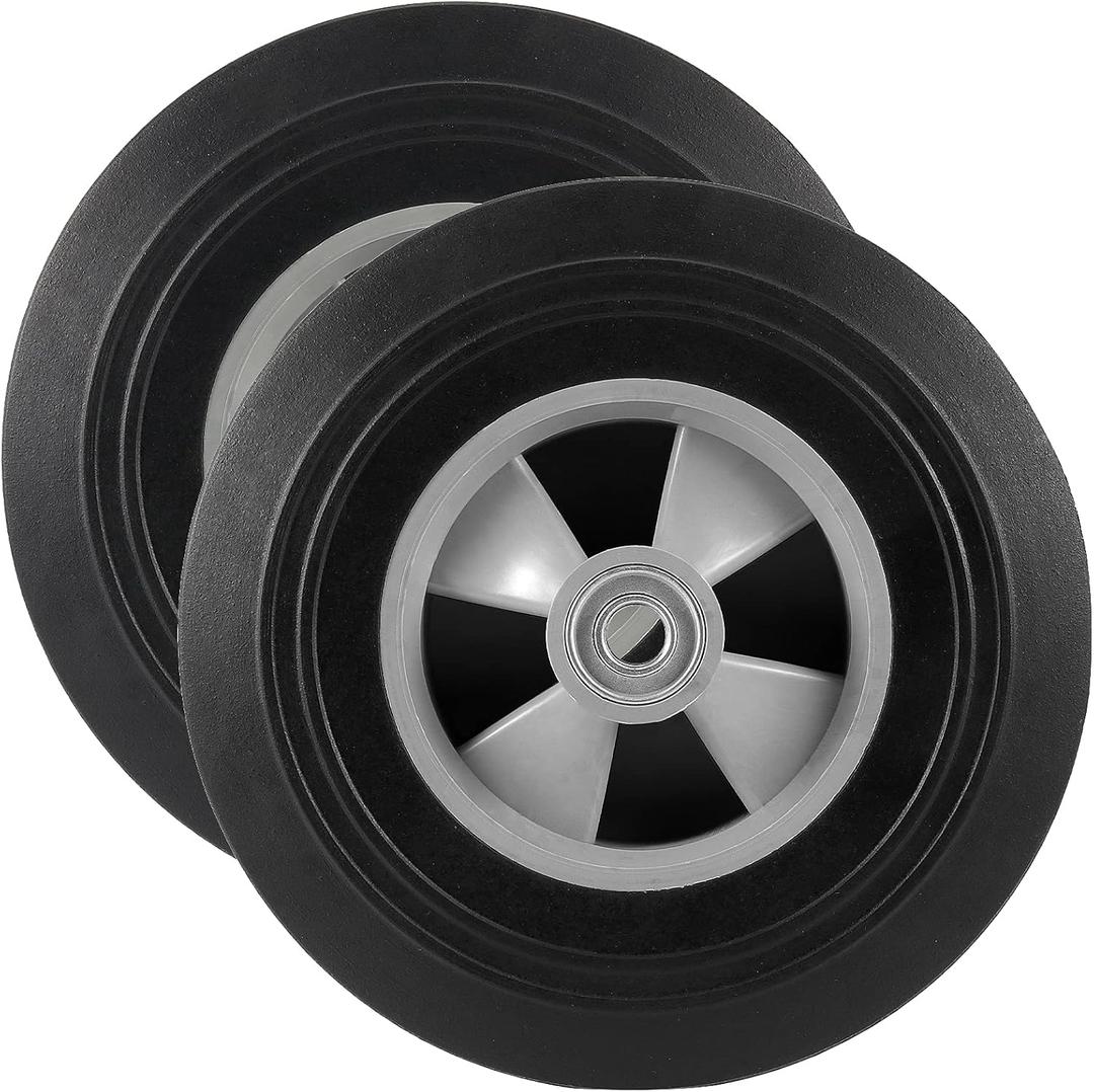 HAKZEON HAKZEON 2 Pack 10 x 2.5 Inch Flat Free Solid Rubber Hand Truck Wheels, Solid Rubber Replacement Tire with 5/8 Inch Axle Hole, Solid Wheels for Wagons, Cart, 330lbs Loading Capacity