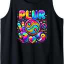 PLUR EDC EDM Rave Dance Music Peace Love Unity Respect Vibes Tank Top (Small, Black)