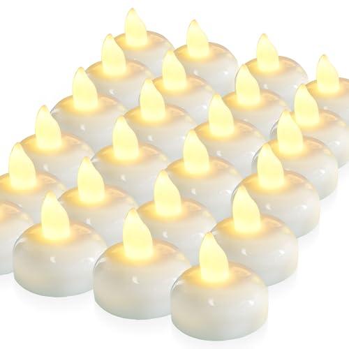 Homemory 200 Hours 22 Pack Flameless Floating Candles, Warm White Led Flickering Tealight Candles in Bulk, Decor for Wedding, Party, Centerpiece, Pool, Christmas