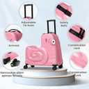 Kids Luggage, Kids Ride-on Luggage with Spinner Wheels Suitcase, Kid's Ride-On Suitcase Help Your Child Relax, Carry On Trolley Luggage with Password Lock (Pink, 19 inches), QX-20