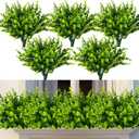 20 Bundles Artificial Plants Outdoor Fake Boxwood Shrubs Grass for Pot Garden Verandah Decor for Window Garden Office Patio Backyard Planter Pathway Front Porch (Green)