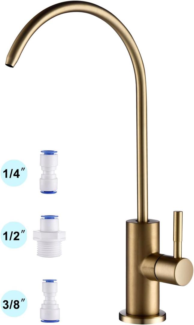 Brushed Gold Drinking Water Filter Faucet for Kitchen Sink Reverse Osmosis Ro System, Lead-Free Sus Stainless Steel with Brass Finish