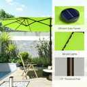 Tobeos 15ft Large Patio Umbrella with Solar Lights and Base, Double-Sided Outdoor Rectangle Umbrella with 48 LED Lights, Market Table Umbrellas with UV Resistant Canopy, Lake Blue