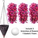 Artificial Bougainvillea Faux Flowers Plants Baskets for Outdoor Outside Decoration, 3PCS Fake Silk Flowers Long Trailing Vines UV Resistant Realistic for Front Door Porch Patio (PurpleHotpink)
