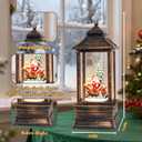 Christmas Snow Globe Water Lantern Musical Glitter Santa Claus Christmas Tree Decor, USB or Battery Operated Christmas Lantern for Thanksgiving 10.7" x 3.7" x 3.7"