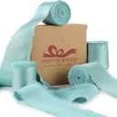 Pretty Jolly Blue Silk Satin Ribbon for Flower Bouquet 4 Rolls 1 Inch x 5Yd Handmade Frayed Fabric Ribbons for Gift Wrapping,Crafts,Baby Shower,Wedding Invitations,Hair Bows and Holiday Decor