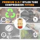 5PCS Air Brake Nylon Tubing Brass Union Fitting, 3/8" Tube OD x 1/4" NPT Thread Air Compression Straight Union Fittings for Nylon Hose with DOT Approved for Truck Trailers