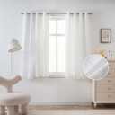 MYSKY HOME White Curtains for Girls Bedroom & Nursery Kids Cute Short Curtains for Small Windows 54 Inch Long Double Layer with Polka Dots Sheer, Grommet Tops, 52" Wide Each Panel, 2 Panels