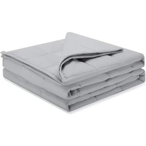 Weighted Idea Weighted Blanket for Adults (Light Grey,48"x72",15lbs) Cooling Breathable Heavy Blanket with Premium Glass Beads All-Season Soft Thick Comfort