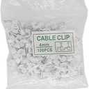 mazuu White Round Cable Clamps with Steel Nails, Pack of 100 (4MM)