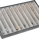 J JACKCUBE DESIGN 11 Compartments Stackable Leather Jewellery Tray Earring Necklace Bracelet Ring Organizer Display Storage Box(Set of 1, Black, 40.6 x 24.4 x 4 cm)- MK212-3B