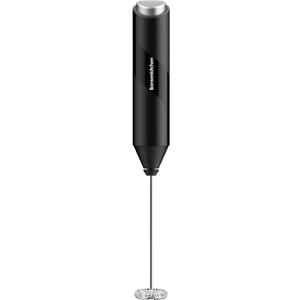Powerful Milk Frother for Coffee, Fast Handheld Drink Mixer with Stainless Steel Whisk, Battery Operated Hand Frother Stirrer Wand-Black