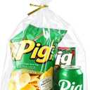 PigPotParty Cellophane Bags, Clear Gift Bags, Bottom Gusset for Stand-Up Display, Plastic Cellophane Gift Wrap, Ideal for Goodies, Treats, Party Favors, Mugs, Includes Ties (10x14, 50 Pack)