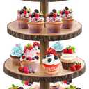 Cupcake Stand Wood Dessert Stands 4 Tier Cupcake Tower Large Cupcake Display Stand Rustic Cupcake Tier Stand for Woodland Baby Shower Decorations/Wedding/Birthday/Party/Farmhouse Decor