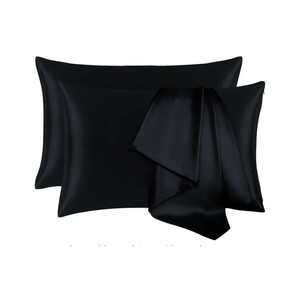 Sutuo Home Silk Pillowcase 2 Pack 100% Mulberry Silk Pillow Cases for Hair and Skin 6A Both Sides 19 Momme Natural Silk Pillow Cover Super Soft and Smooth Queen 20"x30" Black