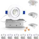Aosclex 3 Inch 5CCT Gimbal LED Recessed Lighting with Jbox, 360+90 Adjustable Directional Downlight, Dimmable Eyeball Canless Recessed Lights, 7W 800LM, 2700K-5000K Selectable, ETL (White, 6 Pack)