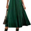 HERBATOMIA Women’s High Elastic Waist Skirt Pleated A Line Swings Midi Velvet Skirts for Women,S