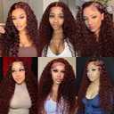 Auburn Curly Bundles Human Hair 22 Inch Copper Red Color #33 Reddish Brown Single Bundle Human Hair Kinkycurly Weave 100g Per 1 Bundle Virgin Hair Extensions for Black Woman