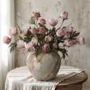 Thiccywoov 8 Pcs Faux Peony Stems Flowers Bulk Vintage Artificial Silk Peonies Stems Real Look Fake Peonies Branch for Vase Filler DIY Bouquet Centerpiece Home Indoor Outdoor Decor (Brownish)