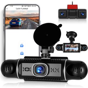 5 Channel Dash Cam Front and Rear Inside Left Right, 3'' 1080P Dash Camera for Cars, Dash Camera for Cars with G-Sensor, Super Night Vision, Wide Angle, Loop Recording,24 Hours Recording, WiFi