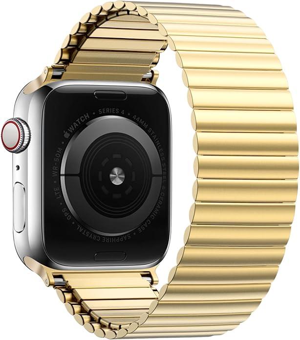 Youther Stainless Steel Stretchable Band Compatible with Apple Watch Band 38mm 40mm 41mm 42mm 44mm 45mm 46mm 49mm, Metal Stainless Steel Loop Replacement Strap for iWatch Series 10 9 8 7 6 5 4 3 2 1 (Silver)