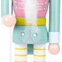 2 x Christmas Nutcracker Figure Ornament, 10 Inch Wooden Pastel Candy Nutcracker Soldier Christmas Decor for Holiday Tabletop Display Collectible Decoration