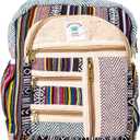 Small Hemp Backpack Lightweight Traveling Backpack Cotton Stripe Nepali Backpack Himalayan Backpack Small Cotton Bag Size: SMALL and COMPACT 13 (Width) X 14 (Height) X 5 (Length) Inche