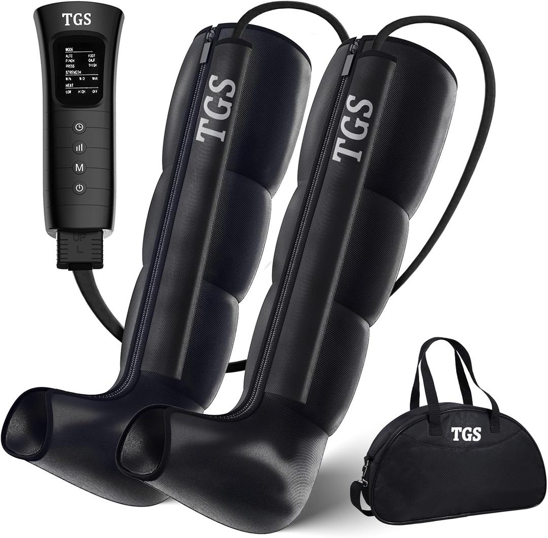 TGS Leg Massager for Circulation and Pain Relief FSA Thigh Compression Boots Professional Calf Recovery Compression System Full Leg Circulation Machine - Reduces Muscle Fatigue for Athletes/Seniors (Medium)