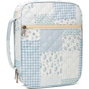 Floral Bible Cover Case for Women, Aesthetic Large Carrying Case, Quilted Bible Tote Bag Organizer Study Supplies