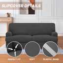 molasofa T Cushion Loveseat Slipcover with 2 Individual T Cushion Shape Seat Covers for Home Dcor, 3 Pieces Stretchable, Washable, Non-Pilling, Non-Slip Loveseat Covers (Loveseat,Dark Gray)