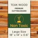 Premium Teak Wood Cutting Board 18" x 14" x 0.6" for Kitchen Meat, Fruit, Pizza Prep - Large Thin Edge Grain with Juice Groove, Solid Hardwood, Non-Toxic, BPA & Plastic Free by New M Way, 17.9"L x 14"W