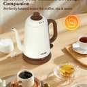 Gooseneck Electric Kettle 1L, 1000W Fast Boiling for Pour-Over Coffee & Tea, 304 Stainless Steel BPA-Free, Precise Flow Spout, Auto Shut-Off & Boil-Dry Protection, Retro Style (White)
