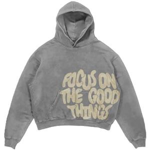 OATSBAS Men's Y2K Letter Print Hoodie Acid Wash Oversize Vintage Hoodies Hip-Hop Baggy Gothic Pullover Sweatshirt (X-Large, Grey)