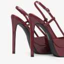 NEWBELLA Women's Patent Leather Platform Pumps Stiletto Heels Slingback Sandals with Ankle Strap-Pointed Toe High Heels