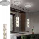 Pendant Lights Kitchen Island Single Head Chrome Crystal Island Lights Dining Foyer Entrance Modern Chandeliers LED Dimmable 2700-6000K (Silver)