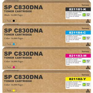 SP C830DN Toner Cartridge Replacement for Ricoh 821181 821182 821183 821184 Toner for Aficio SP C830 SP C830dn SP C831 SP C831dn Savin SP C831dn SP C830dn printer (4-Pack, Black Cyan Yellow Magenta)