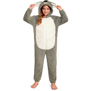 Unisex Kids Animal Cute Koala Hooded Zipper Onesie 4-12 Years (Gray, M)