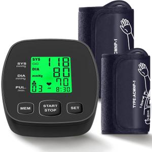 Blood Pressure Monitor for Home Use, Upper Arm Wide Range Cuff Fits Pediatric to Large Adult, Easy to Use Accurate Systolic Diastolic Readings, Includes USB Cable & 4 AAA Batteries
