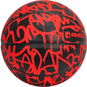 AND1 Fantom Graffiti Rubber Basketball - Streetball for Indoor and Outdoor Use, Deep Channel Construction and Durability (29.5 No Pump, Red)