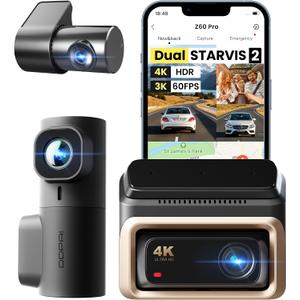 DDPAI 4K 3 Channel Dash Cam, 4K+2K+1080P Front Inside Rear Car Camera, Dual STARVIS 2 Dashcam With Bulit-in 32G eMMC,3K 60FPS,4G LTE Support,5G WiFi GPS,3" IPS,Night Vision,Parking Mode, Z60 Pro Link