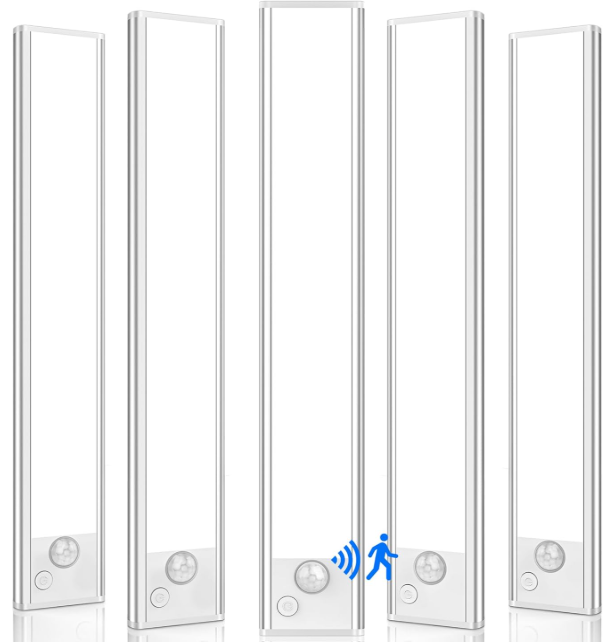 VerRon 5-Pack Under Cabinet Lighting, Upgraded 2200mAh Rechargeable Under Cabinet Lights Wireless, LED Motion Sensor Light Indoor Closet Lights Under-Counter Light Fixtures for Kitchen, Hallway, 10in