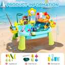 Ploomi Upgraded Toddler Sand Water Table Toy with Electric Water Pump, Kids Sand Water with Faucet/Play Food Accessories/Fishing Toy, Kitchen Play Sink Toys for Girl Boy Age 3+ (Light-Blue)