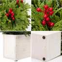 DILATATA Christmas Centerpieces 8 Inch Artificial Christmas Plant in Rectangular Wooden Pot Tabletop Pine Plants with Red Berries Cedar Leaves for Winter Holiday Party Fireplace Mantel Xmas Decor (Style 5)