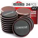 Furniture Sliders for Carpet X-PROTECTOR - 24 PCS Moving Pads 3 1/2" - Sliders for Furniture. Move Your Furniture Easily with Reusable Furniture Moving Sliders for Carpets!