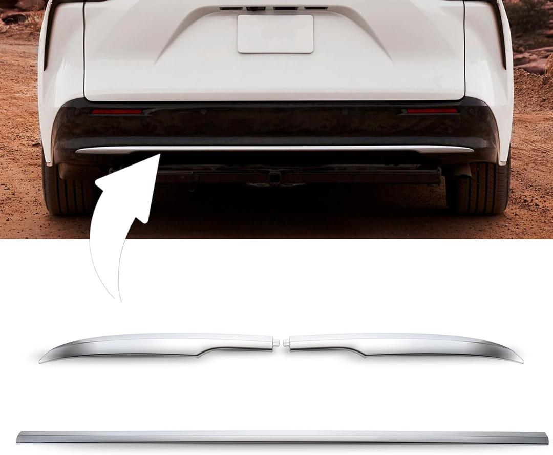 3Pcs Chrome ABS Rear Bumper Molding Trim Cover Fit for Sienna 2021 2022 2023 2024 2025 Rear Lower Bottom