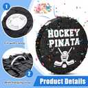 Jenaai 4 Pcs Hockey Party Favors Include 16" Hockey Piata Bat Blindfold Piata Stick and Confetti Bag for Hockey Theme Birthday Party Sports Party Reward Victory Celebration