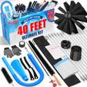 PetOde 22-piece 40-Feet Dryer Vent Cleaner Kit, Dryer Vent Cleaning Kit Lint Remover with Dryer Vent Brush, Vacuum Hose Attachment Cleaning Tools, Flexible Lint Trap Brush, Vacuum & Dryer Adapters